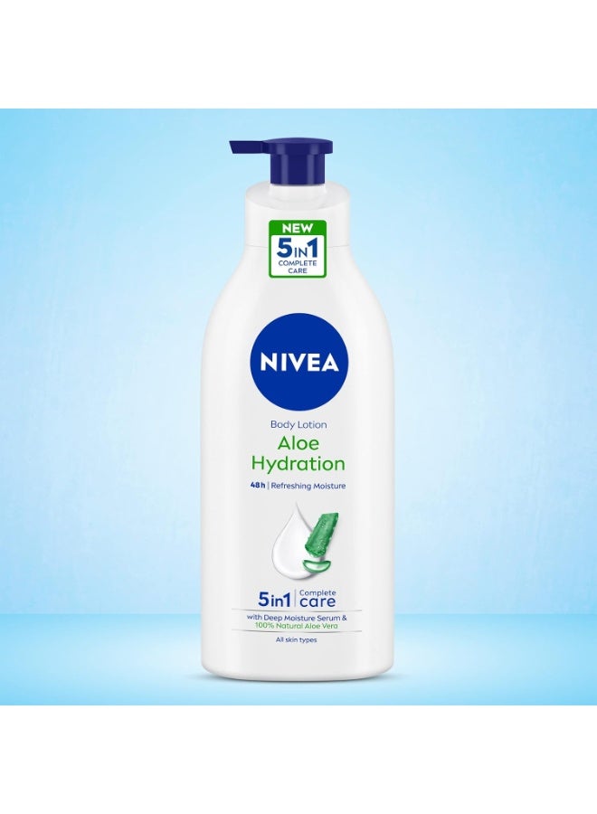 NIVEA Aloe Hydration Body Lotion 600 ml | 48 H Moisturization | Refreshing Hydration | Non Sticky Feel | With Goodness of Aloe Vera For Instant Hydration In Summer | For Men & Women (Pack of 2) - Image 4